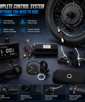48V 1500W Electric Bicycle Conversion Kit For 20 Inch Rear Hub Wheel With PAS Sensor And LCD Display, components shown.
