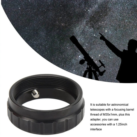 M35 To 1.25 Inch Focuser Adapter For Telescopes Aluminum Alloy Mount Adapter with starry background and silhouette telescope user