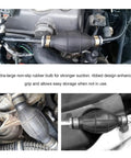 Heavy Duty Manual Fuel Transfer Pump With High Flow Rubber Bulb Primer and One Way Vacuum Line for cars, showing extra-large rubber bulb.