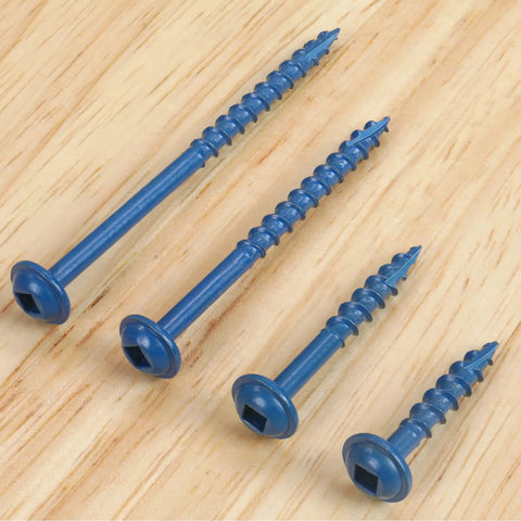 Pocket Hole Screws 2-1/2 Inch, 80 Pcs, No 8 Blue Coated Wood Screws on Wood Surface