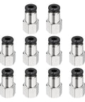 No Fuss 10 Pack Push To Connect Pneumatic Fittings One Eighth NPT Nickel Plated Brass Female Adapters For Four Millimeter Outer Diameter Tubing