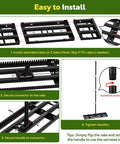Assembly steps for the Two In One Lawn Leveling Rake With Dual Sided Design 32 By 10 Ground Plate And 78 Inch Adjustable Handle