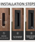 Installation steps for Oil Rubbed Bronze 4.72 Inch Recessed Finger Flush Door Pulls for pocket sliding closet and barn doors hardware