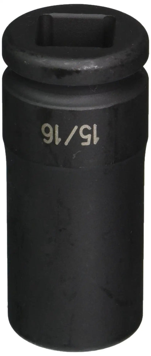 Workhorse Heavy Duty Three Quarter Inch Drive Deep Socket Fifteen Sixteenth Inch Size Impact Rated Universal Fit Steel Socket