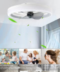 Ultra Thin LED Ceiling Fan With Lights, Dimmable Low Profile Ceiling Fan With Remote Installed in Modern Living Room