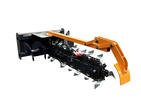 Field Trencher Skid Steer Attachment For Farms And Landscapes With 48 Inch Trench Depth And 8 Inch Cutting Width 15 To 25 GPM At 3000 PSI Hydraulic Flow