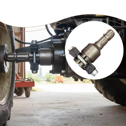 Solid As A Rock Reversible Pto Shaft Adapter For Tractors Converts Inner 6 To Outer 8 Spline mounted on tractor driveline.