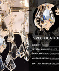 Close view of K9 crystals on Flush Mount Ceiling Light Fixture With Crystal Chandelier 19.5 Inch Drum Modern Pendant, specifications shown.