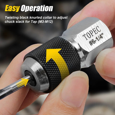 Three Eighths Inch Drive Tap Socket Set With Adjustable Jaws showing knurled lock ring close-up.