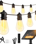 100 Feet Solar String Lights Outdoor Waterproof With Remote Timable Type C Port 31 plus 2 LED S14 shatterproof bulbs