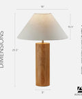 Modern Rustic Table Lamp With Natural Oak Wood Base And White Fabric Shade Antique Brass Accents For A Cozy Warm Glow Bedside