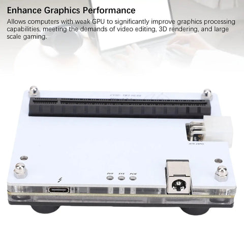 Portable USB4 EGPU Dock Expands PCIe 16X Slot For Gaming Laptops With One Meter Cable And SFX Bracket, close-up of connections.