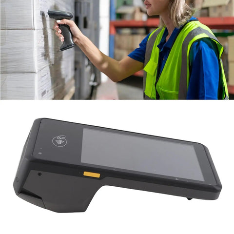 Android 11 5.0 Inch Touch Screen Handheld Barcode Scanner With 4G LTE 5G WiFi NFC Bluetooth 5.0 in warehouse use