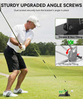 Golfer using Adjustable Golf Alignment Stick Holder With 48 Inch Collapsible Alignment Sticks for swing training and alignment on course.