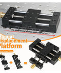 Displacement Platform With Manual Fine Tuning for precision cross moving table sliding stage with base, dual axis positioning.
