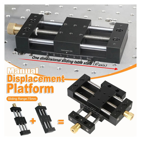 Displacement Platform With Manual Fine Tuning for precision cross moving table sliding stage with base, dual axis positioning.