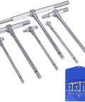 Ciltlurk 6pc T-bore hole gauge set, 5/16–6 in range; knurled stainless telescoping gauges with lock, blue pouch