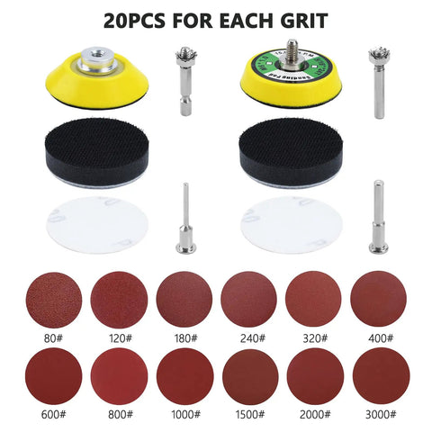 240 Piece 2 Inch Sanding Discs Pad Kit With Backer Plate And Soft Foam Buffers Pro Grade For Drill Grinder Rotary Tools