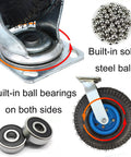 Smooth Rollin Industrial Pneumatic Caster Wheels With Locking Swivel Brakes And High Elastic Rubber Tires Built Tough For Heavy Duty Hand Trucks And Shop Gear 2 Pack showing steel bearings and rubber tire details.
