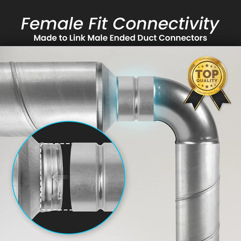 Rugged 8 Inch Galvanized Duct Connector For Dryer Vent Extension And Secure Metal Hose Coupler With Easy Fit Airtight Seal No Fuss Heavy Duty Pipe Joiner For Smooth Airflow And Leak Free Performance female fit connecting two duct pipes