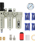 Beefy Pro Grade Three Quarter Inch NPT Industrial Three Stage Air Dryer For Compressor with filters and accessories.