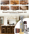 No Sweat Touch Up Kit For Scratches Cracks Dents Stains On Laminate Vinyl Hardwood Floors Or Wooden Furniture includes wax blocks and markers.