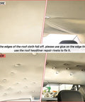 Before and after using 65 Set Car Roof Headliner Repair Kit With 262 Pcs Auto Roof Snap Rivets Retainer For Interior Ceiling Cloth Fixing