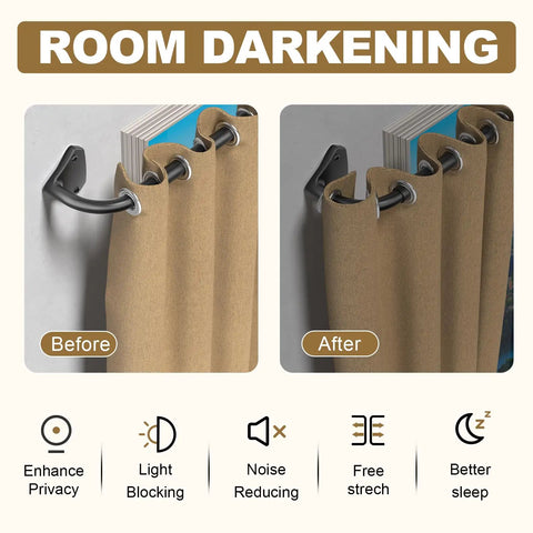 Wrap Around Blackout Curtain Rods For Windows 30 To 60 Inches, Adjustable Five Eighth Inch Rod, Black Finish, Room Darkening Effect