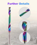 BFVV 10-piece O-flute up-cut router bit set, 1/8-inch shank, rainbow DLC-coated solid carbide cutters