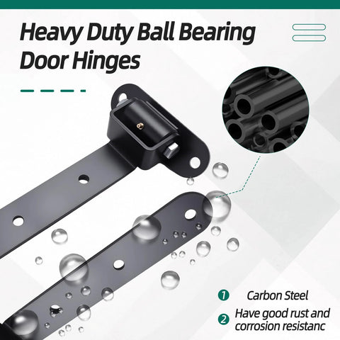 Riyhch 13-inch carbon steel gate hinge pair with built-in ball bearing, black frosted finish