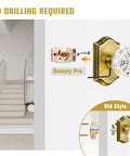 Snag This Crisp Pair Of Clear Glass Dummy Door Knobs In Classic Antique Bronze, Zero Hassle No Drill Surface Mount For Closets And French Doors, Slick Vintage Hardware To Upgrade Your Setup installation guide showcasing clear glass knob with surface mount details.