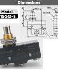 Top Shelf Micro Limit Switch 2 Pack With Plunger Actuator Bringing Killer 15A 250V Power And Rock Solid 1NO 1NC Setup For Zero Hassle Panel Mount Wiring Via Screw Terminals with dimension diagram.