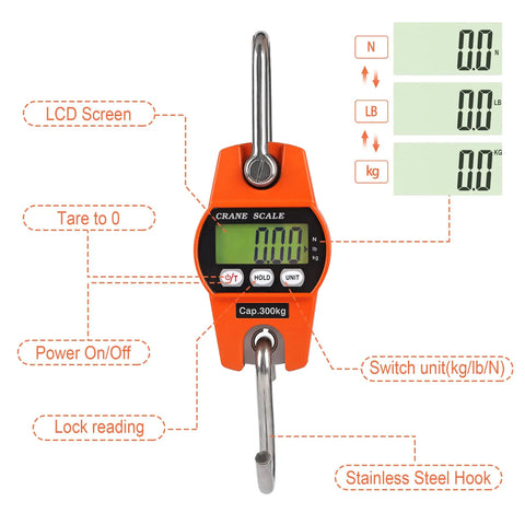 Heavy Duty Digital Crane Scale 660 Pound Capacity With Slick Backlit Lcd Screen Drop Dead Accurate Side By Side Hanging Weigher Built Tough For No Sweat Garage And Farm Loadouts That Handle Heavy Stuff Like A Champ
