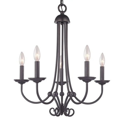 Williamsport 5 Light Chandelier in Oil Rubbed Bronze Finish 20 Inch Wide Traditional Ceiling Fixture for Living Room or Foyer