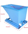 Heavy Duty Self Dumping Hopper Forklift Attachment For No Hassle Site Cleanup And Bulk Material Haul 520 Liter with dimensions shown.