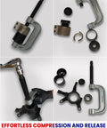 10 Piece Ball Joint Press Kit With U Joint Removal Tool And 4x4 Adapters For Most 2WD And 4WD Vehicles And Light Trucks Fits Dana 30 Or 44 Front Axles On Ford GM Dodge Jeep IHC displayed with tools and adapters