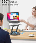 Telescopic Laptop Stand For Desk With 360 Degree Swivel Base Sit To Stand Height Adjustable Portable Riser on office desk