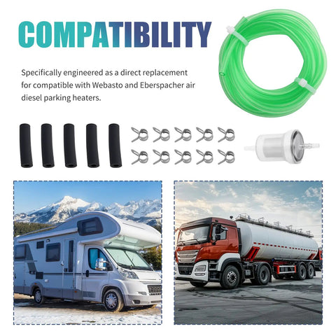 Heavy Duty Flexible Silicone Fuel Hose Kit Four Meter Long Heat Resistant Gas Line For Hot Rods Custom Builds with connectors and filter.