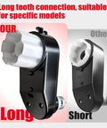 Comparison of W3 BC 12V 16000RPM Mini DC Motor Gearbox with long tooth connection for power wheels upgrade.