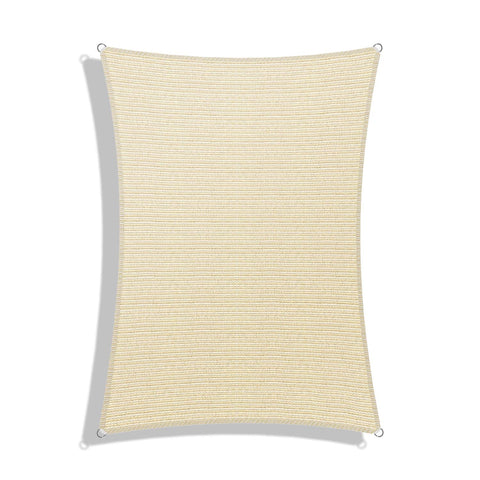 12x14 Sun Shade Sail Rectangle Outdoor Canopy Cover For Backyard Porch Pergola Deck Garden Patio Beige UV Block 180GSM HDPE Fabric With Reinforced Stitching And Corner D Rings For Easy Install, top view