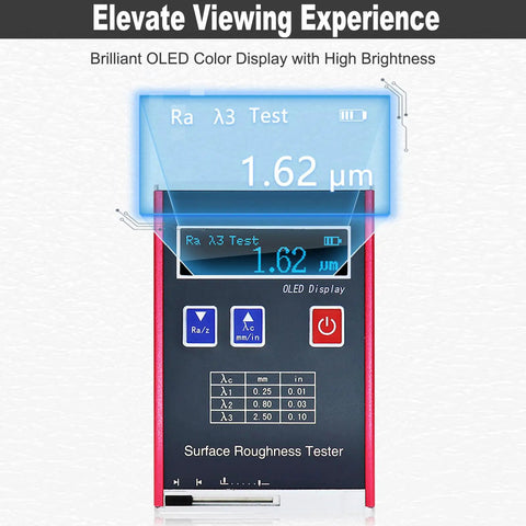 Portable Surface Roughness Tester Meter For Accurate Ra Rz Rq Rt Measurement Pro Grade Profilometer Gauge with OLED display
