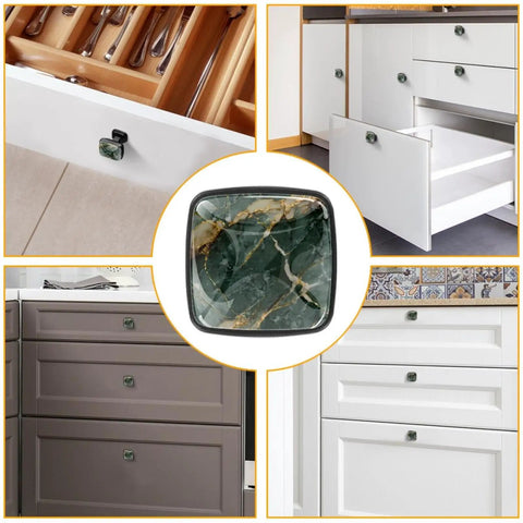 Hella Chic Marble Ombre Cabinet Pulls Set Of Four Sage Green And White Abs Resin Drawer Handles With Stainless Steel Screws For Kitchen Bathroom Furniture Renovation Projects on various cabinets.