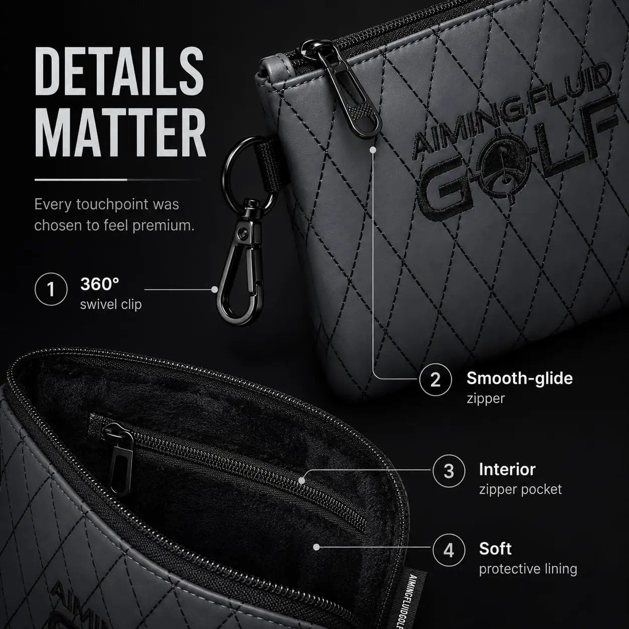 Premium Leather Golf Pouch, 360° Clip | Pro-Grade ✓