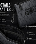 Premium Diamond-Stitched Leather Golf Valuables Pouch With Zippered Utility Bag, 360 Swivel Clip, soft interior in grey.
