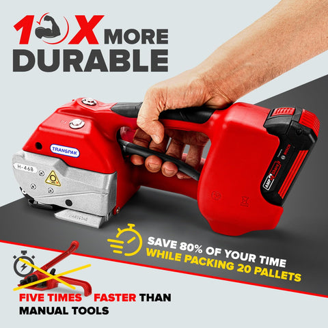 Battery Powered Premium Industrial Strapping Tool For Three Quarter Inch PET And PP, Beastly High Speed Performance With 4000mAh Bosch Battery