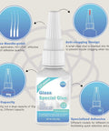 Image of 30g Glass Glue That Delivers A Fast, Rock Solid Bond For Glass, Acrylic, Mirror And More, Waterproof, Dries Clear, Quick Cure, Ideal For Crafting, Jewelry, Rhinestones, Crystals, Glasses And DIY Projects, including features like precise needle-point, anti-clogging design, large capacity, and specialized adhesive.