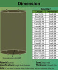 Diagram showing dimensions of Foldable Cargo Handling Slides With Durable Canvas Unloading Chute, 20x2m circumference details included.