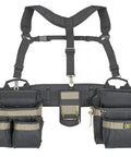 Heavy Duty Framer Tool Belt Apron With Comfort Lift Padded Suspenders 31 Pocket Carpenter Belt Five Piece Set shown in detail