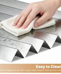 Heavy Duty 304 Stainless Steel Wall Corner Guards 10 Pack 2X2X48 Inch 90 Degree rounded corner protectors being wiped clean.