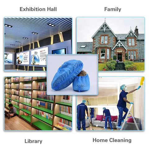 Disposable Shoe Covers 200 Pack 100 Pairs Non Slip Durable Indoor Protect Your Home Floors And Shoes Elastic Band 40x17cm
